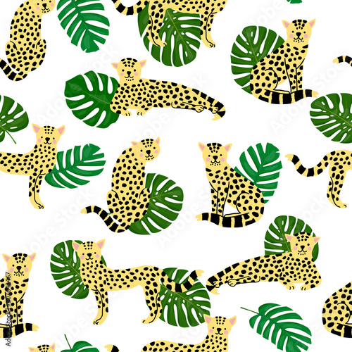Leopard seamless pattern, vector illustration.