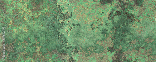 Valokuva Weathered green cement walls with mossy texture background