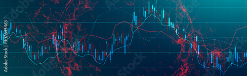 Financial trade concept. Stock market and exchange. Candle stick graph chart.
