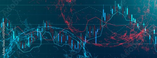 Financial trade concept. Stock market and exchange. Candle stick graph chart.