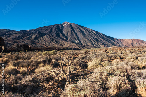 A view of volcano Mount Teide, in Teide National Park, in Tenerife, the highest elevation in Spain