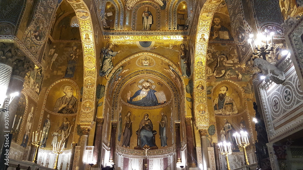 The Palatine Chapel, Cappella Palatina, of the Norman Kings, interior view