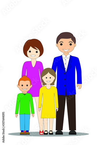 Happy smiling family isolated on white background