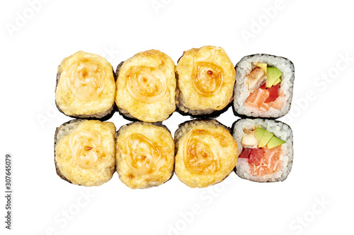 sushi rolls isolated on white background