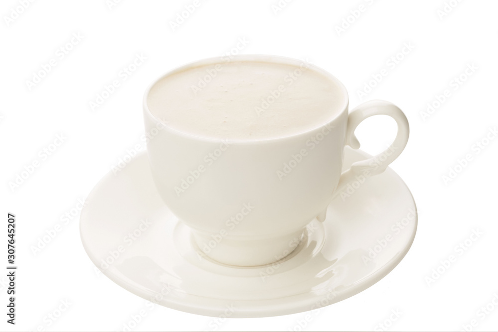 cappuccino with froth in a white cup isolated on white background cappuccino with froth in a white cup isolated on white background