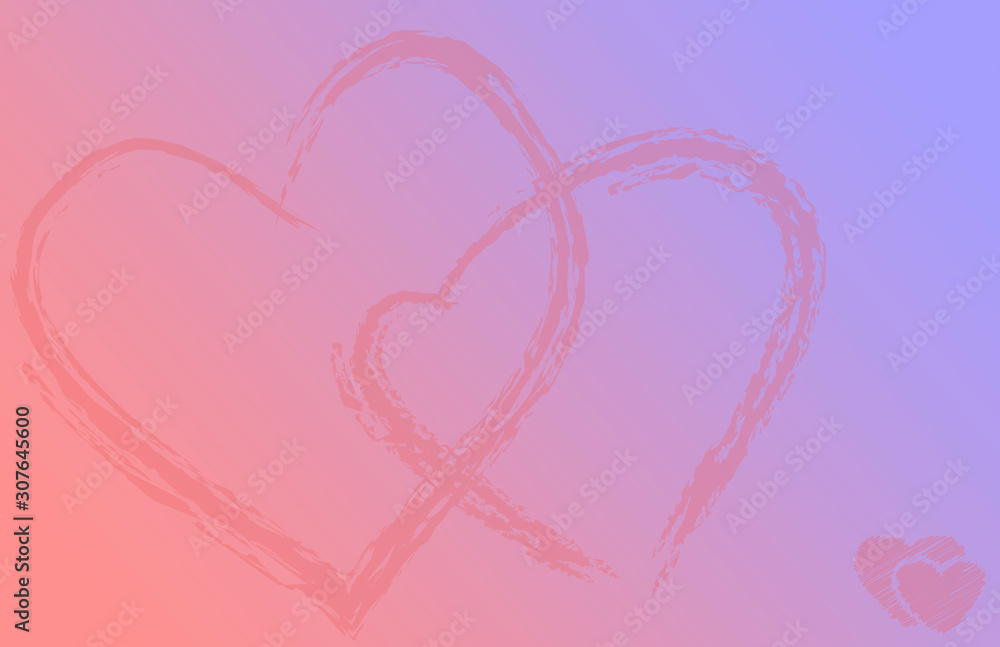 Congratulations on Valentine's Day. Illustration in soft pink and blue colors. Sedretsa large and small size. Text in English Congratulations on Valentine's Day. Illustration in soft pink and blue colors. Sedretsa large and small size. Text in English
