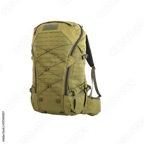 Backpack for hiking and hunting. Green design suitable for the forest.