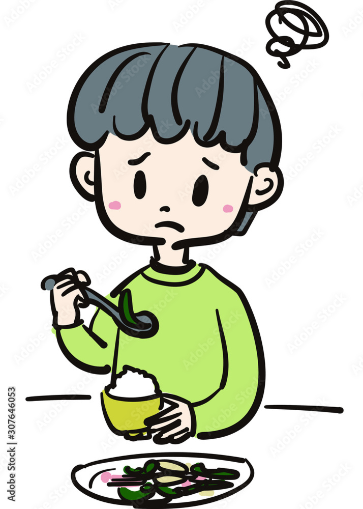 嫌いなものを食べる男の子のイラスト Stock Vector Adobe Stock