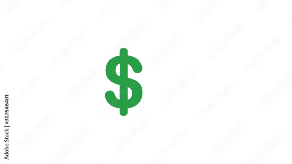 Icon animation of dollar symbol with arrow moving up, white background. Icon animation of dollar symbol with arrow moving up, white background.