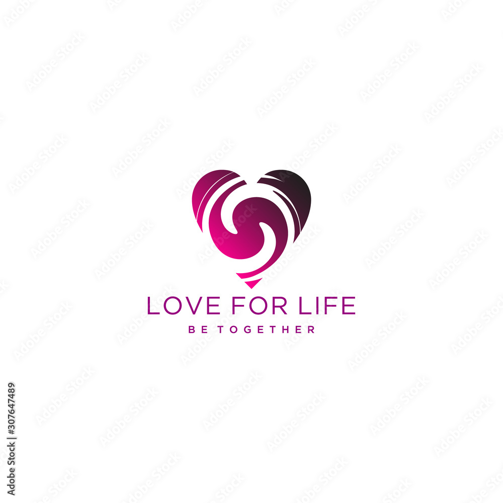 Obraz premium ILLUSTRATION ABSTRACT GRADIENRT PINK COLOR LOVE HEART LOGO ICON TEMPLATE DESIGN VECTOR 