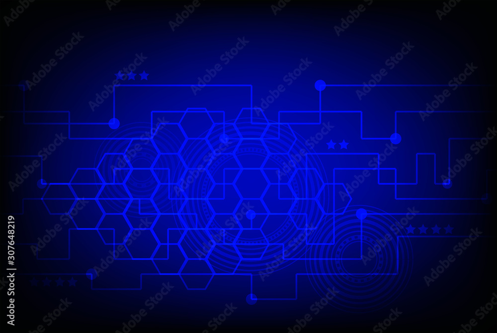 Blue digital technology circle background. Conceptual illustration background.
