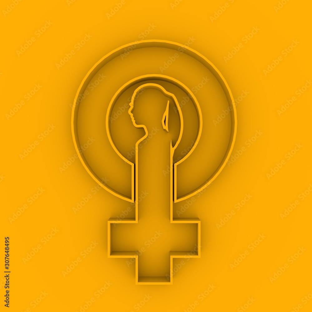 Female sign icon. Silhouette of woman head. 3D rendering Stock ...