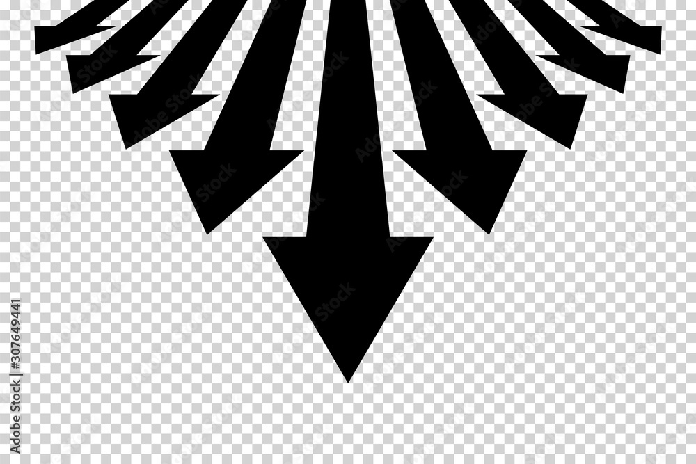 Arrows vector. Flat balck arrows isolated on transoarent background.