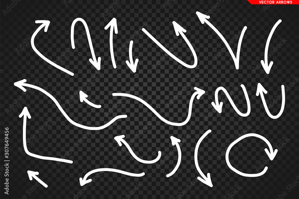 Arrows vector. Flat balck arrows isolated on transoarent background.