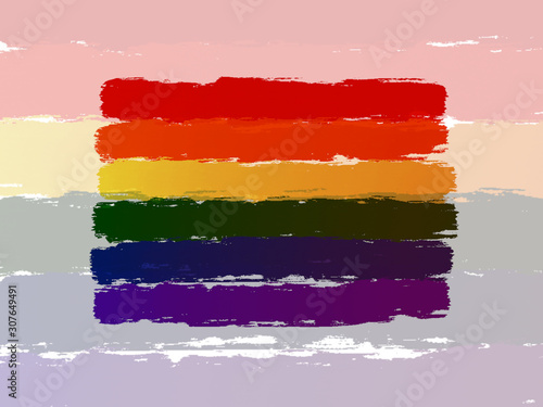 Abstract rainbow painting isolated. LGBT pride flag on light colorful background. Poster color illustration by digital art painting design element. 