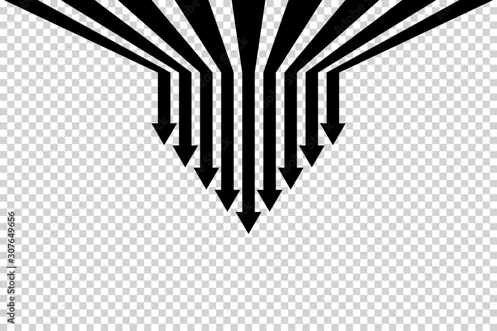 Arrows vector. Flat balck arrows isolated on transoarent background.