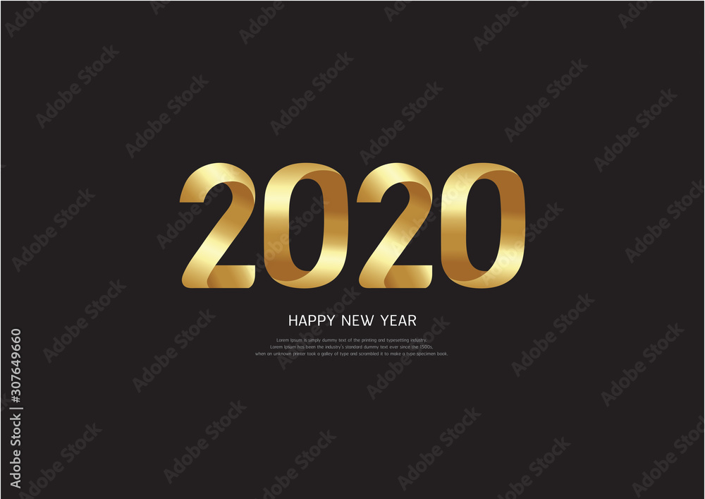 Golden 2020 numbers Happy New Year Golden 2020 numbers Happy New Year
