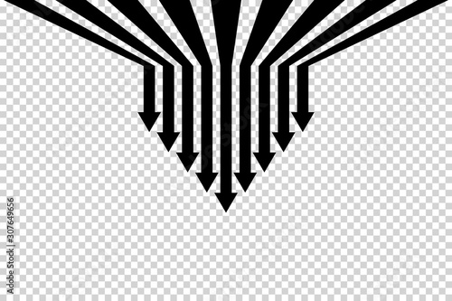 Obraz na płótnie Arrows vector. Flat balck arrows isolated on transoarent background. w salonie
