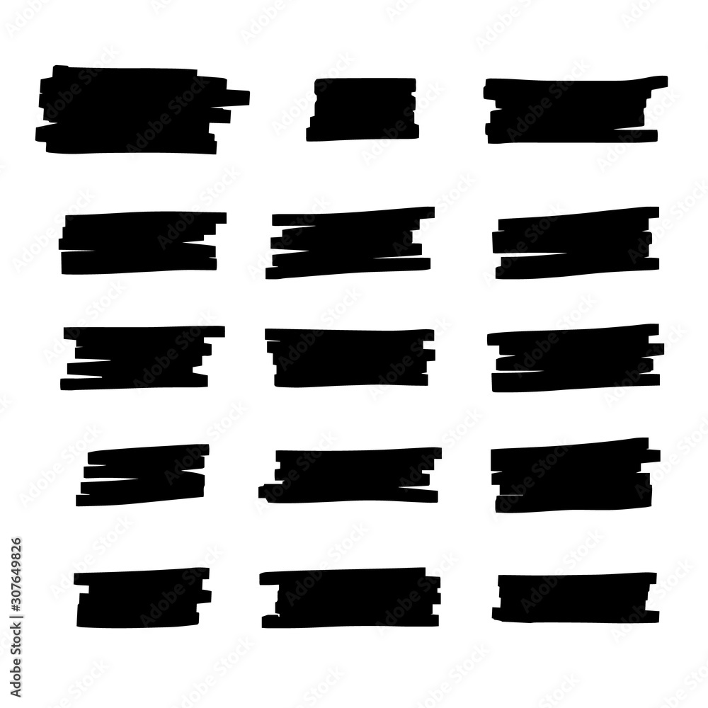 Vector brush pen black underline. Hand drawn highlight black text selection