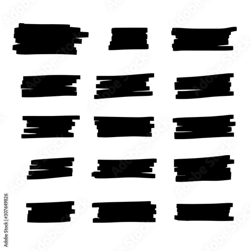 Obraz na płótnie Vector brush pen black underline. Hand drawn highlight black text selection w salonie