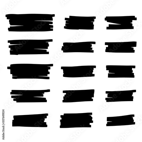 Obraz na płótnie Vector brush pen black underline. Hand drawn highlight black text selection w salonie