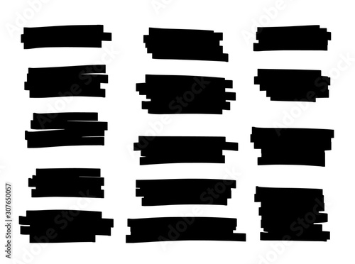 Obraz na płótnie Vector brush pen black underline. Hand drawn highlight black text selection w salonie