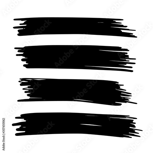 Obraz na płótnie Vector brush pen black underline. Hand drawn highlight black text selection w salonie