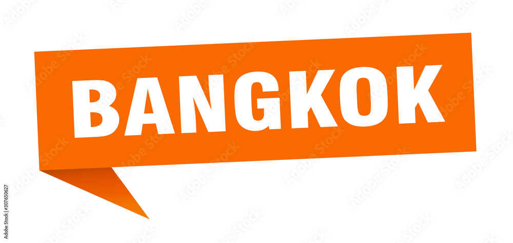 Bangkok sticker. Orange Bangkok signpost pointer sign Bangkok sticker. Orange Bangkok signpost pointer sign