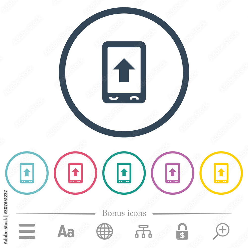 Mobile scroll up flat color icons in round outlines Mobile scroll up flat color icons in round outlines