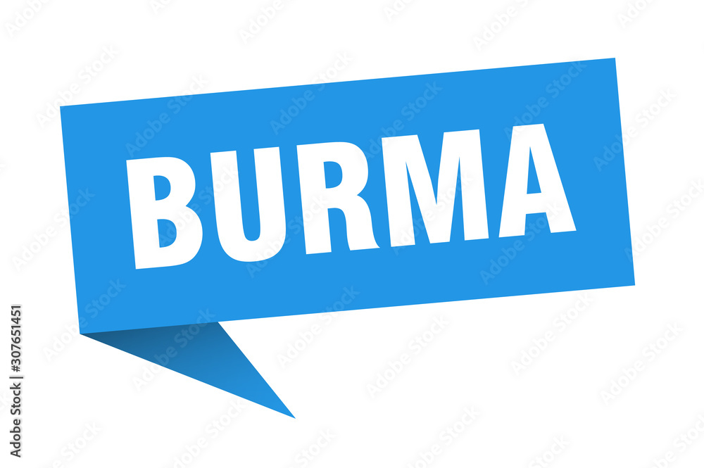 Burma sticker. Blue Burma signpost pointer sign Burma sticker. Blue Burma signpost pointer sign