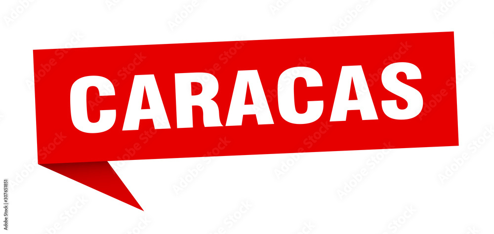 Caracas sticker. Red Caracas signpost pointer sign Caracas sticker. Red Caracas signpost pointer sign