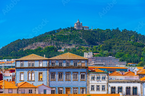 Colorful facades of houses on Lima riverside in Viana do Castelo in Portugal