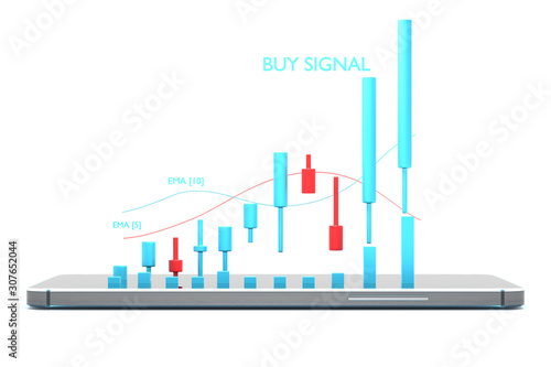 Stock Signal Buy Signal  Sell Signal  Mobile foreign exchange trading - 3d render illustrator