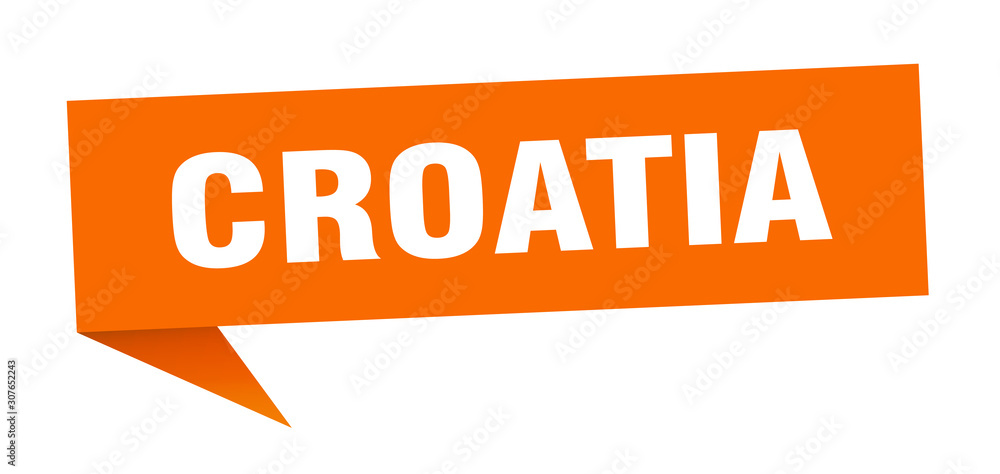 Croatia sticker. Orange Croatia signpost pointer sign Croatia sticker. Orange Croatia signpost pointer sign