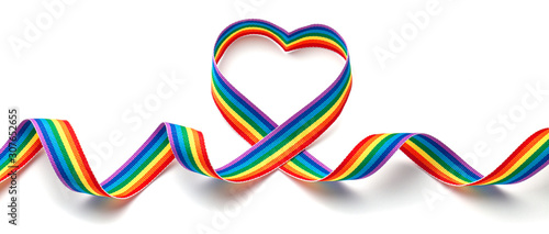 Obraz na plátně LGBT rainbow ribbon in the shape of heart