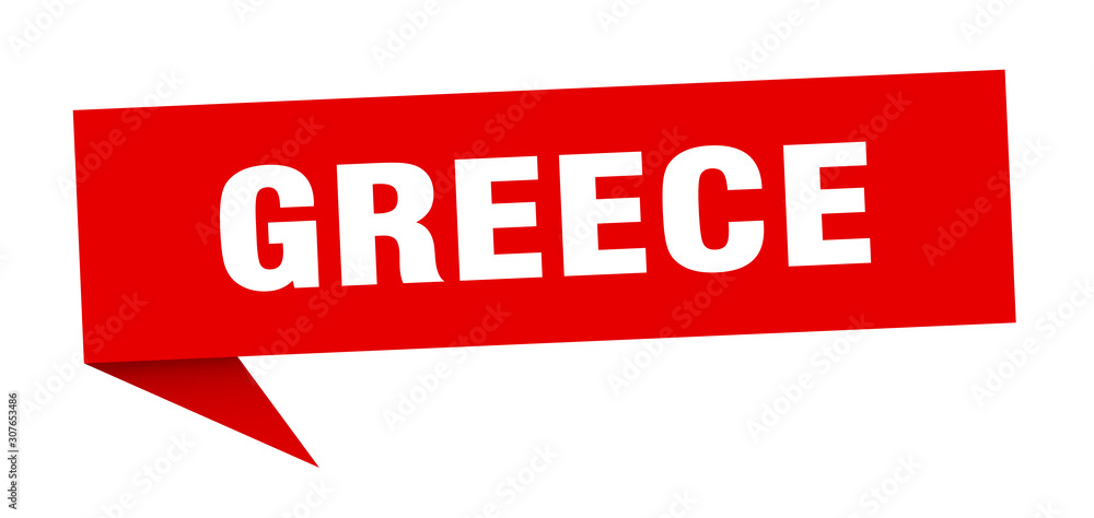 Greece sticker. Red Greece signpost pointer sign Greece sticker. Red Greece signpost pointer sign