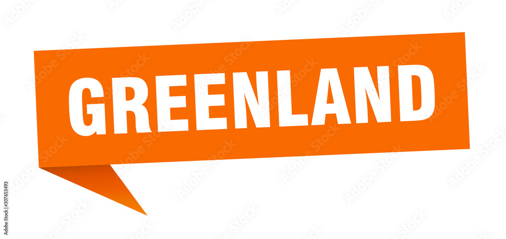 Greenland sticker. Orange Greenland signpost pointer sign Greenland sticker. Orange Greenland signpost pointer sign