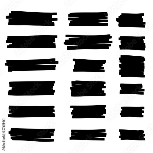Obraz na płótnie Vector brush pen black underline. Hand drawn highlight black text selection w salonie
