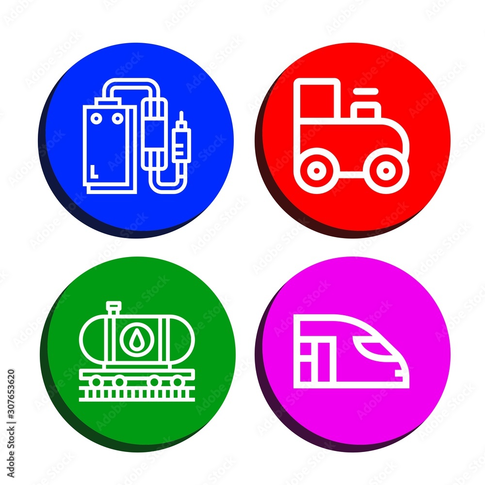 Set of track icons such as Pedal, Toy train, Oil train, High speed train , track Set of track icons such as Pedal, Toy train, Oil train, High speed train , track