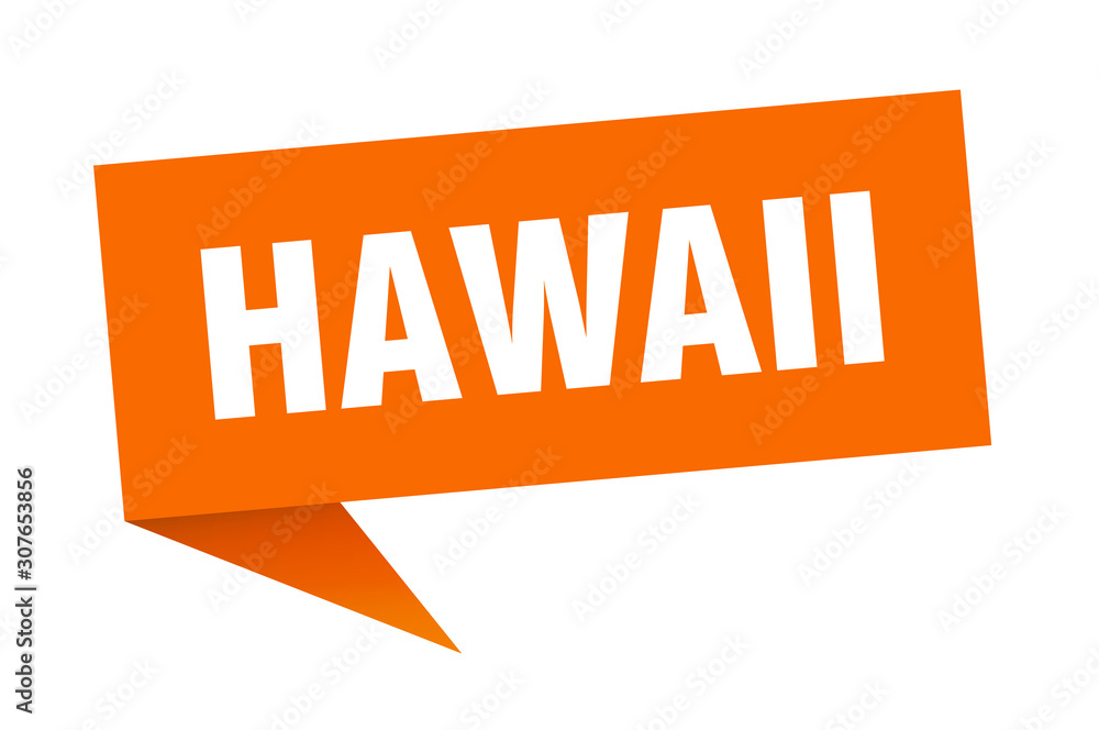 Hawaii sticker. Orange Hawaii signpost pointer sign Hawaii sticker. Orange Hawaii signpost pointer sign