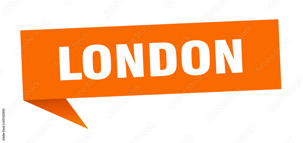 London sticker. Orange London signpost pointer sign London sticker. Orange London signpost pointer sign