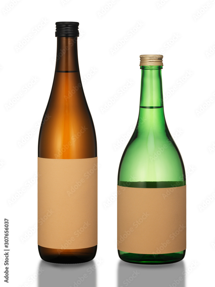 sake bottles isolated on white background Stock Photo Adobe Stock