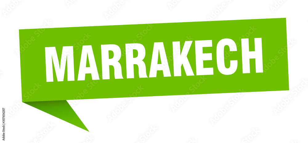 Marrakech sticker. Green Marrakech signpost pointer sign Marrakech sticker. Green Marrakech signpost pointer sign