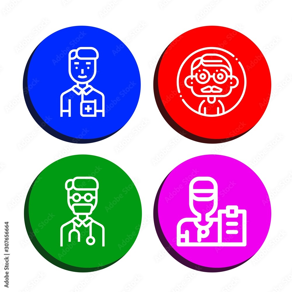 Set of staff icons such as Nurse, Man, Doctor, Coach , staff