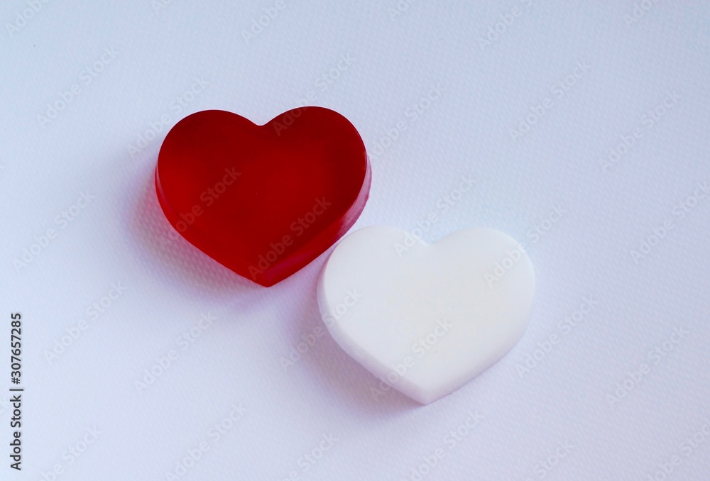 hearts on light background, flatlay, soap bars hearts on light background, flatlay, soap bars