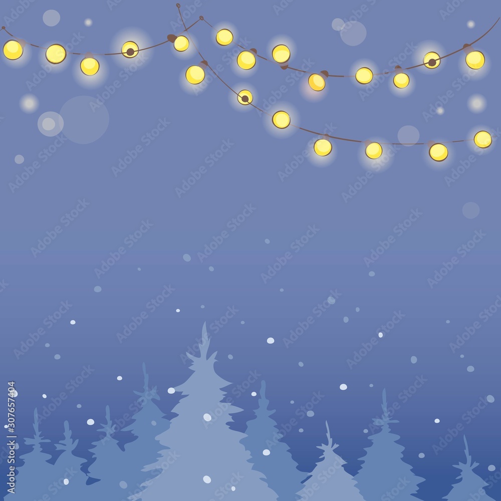 Christmas banner with light bulbs \ Vector illustration with copy space. Eps 10.