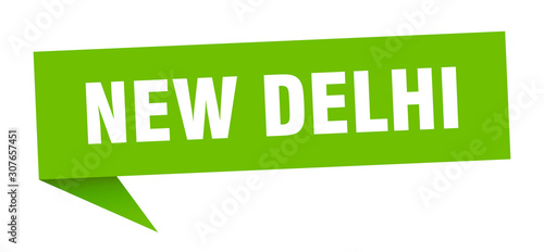 New Delhi sticker. Green New Delhi signpost pointer sign