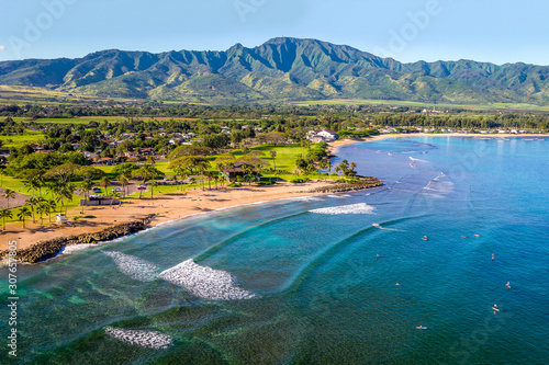 Aerial view of Oahu's iconic North Shore
