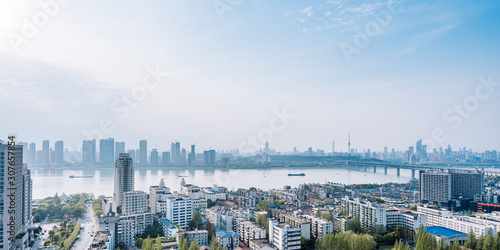The skyline along the Yangtze River in Wuhan, Hubei, China