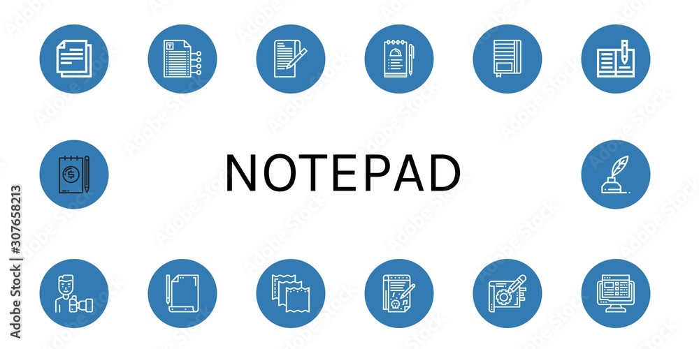 Set of notepad icons such as Note, Writing, Paper, Notes, Notebook, Paparazzi, Notepad, Task list, Write , notepad Set of notepad icons such as Note, Writing, Paper, Notes, Notebook, Paparazzi, Notepad, Task list, Write , notepad
